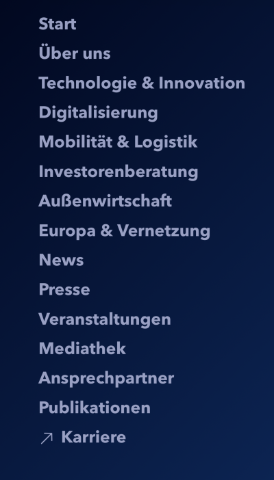 Menüleiste mit alle Rubriken